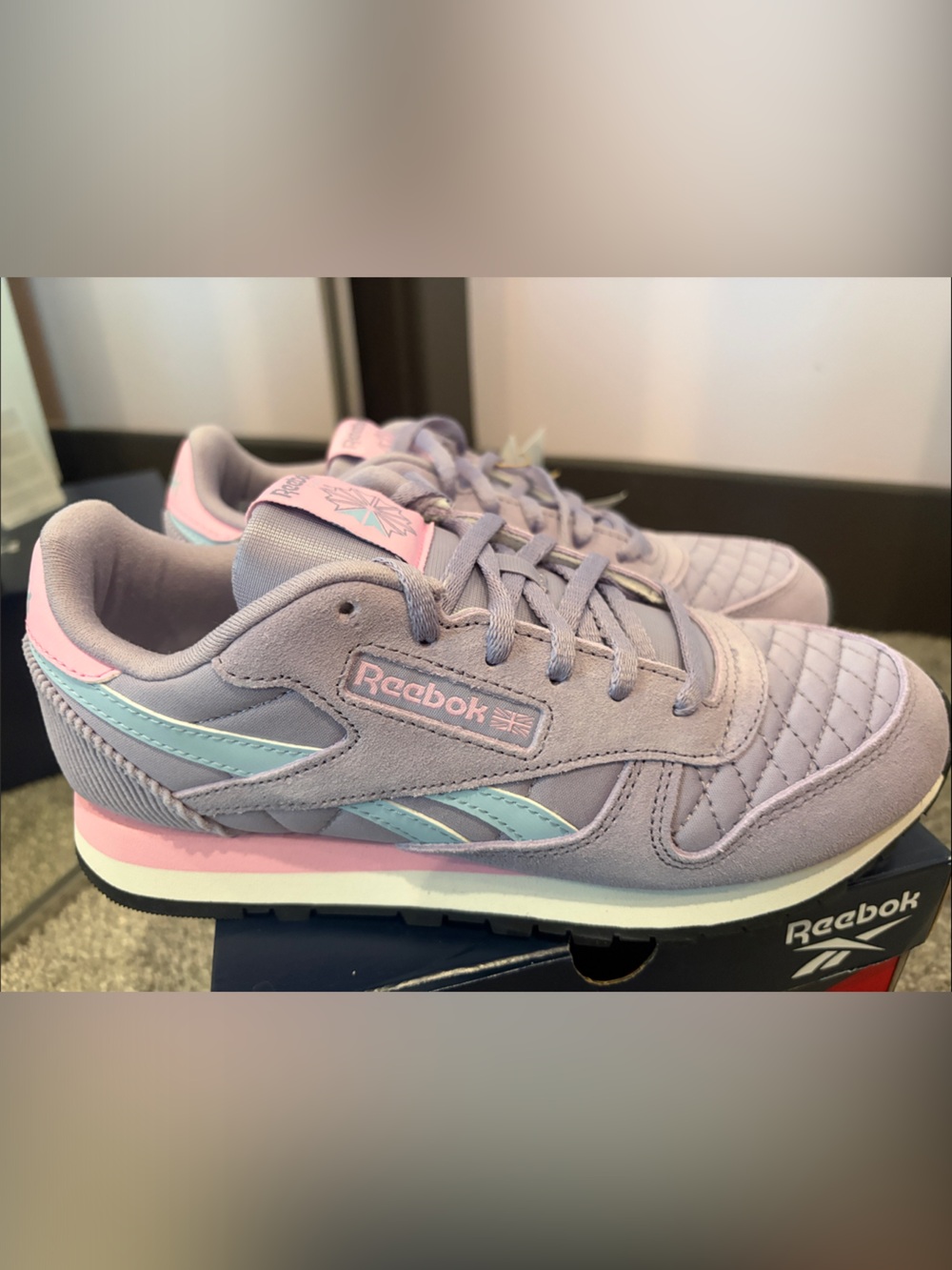 Reebok Classic Big Kids Lavender and Pink Retro Runner Sneakers